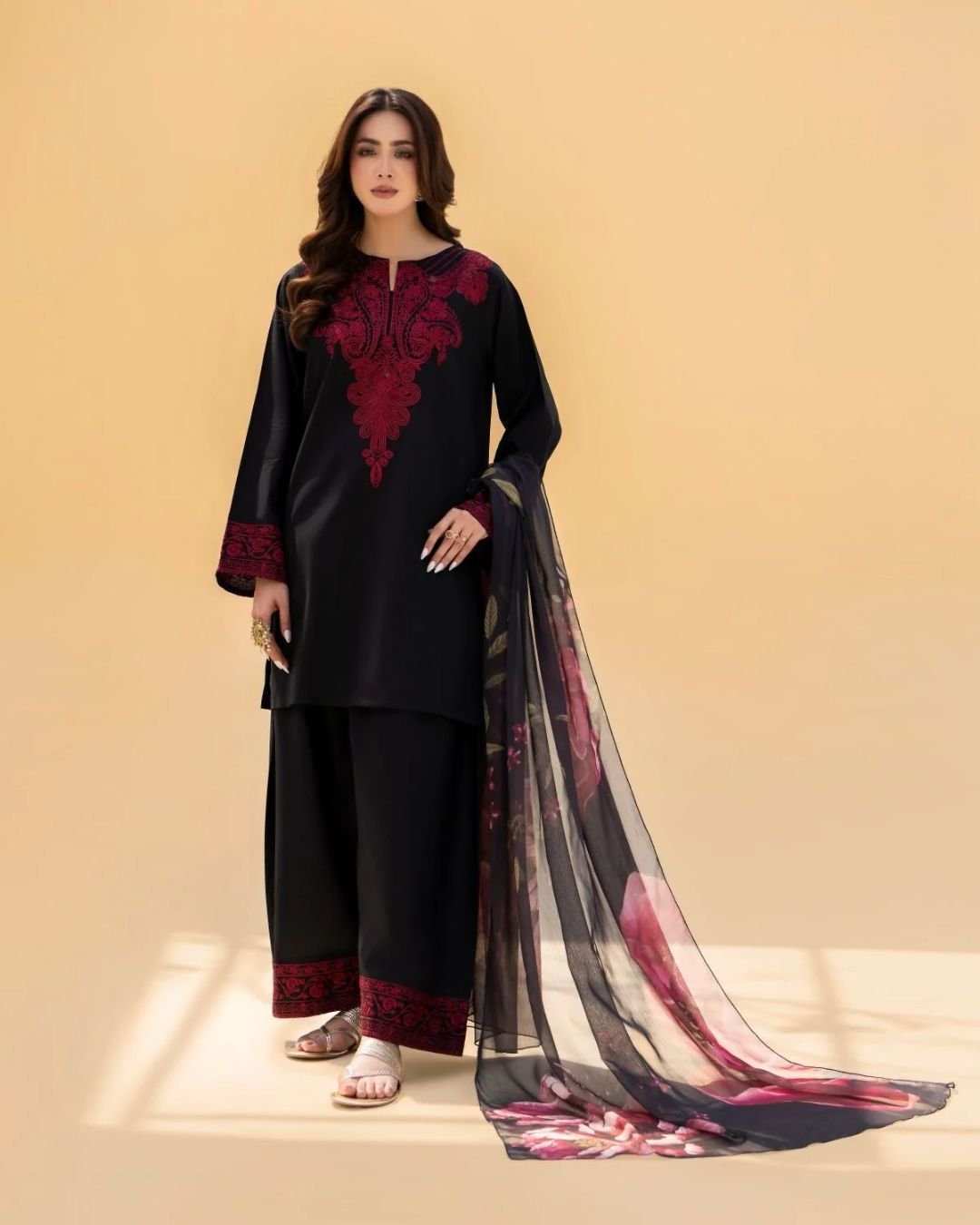 ZAROON BLACK 3PC STITCHED